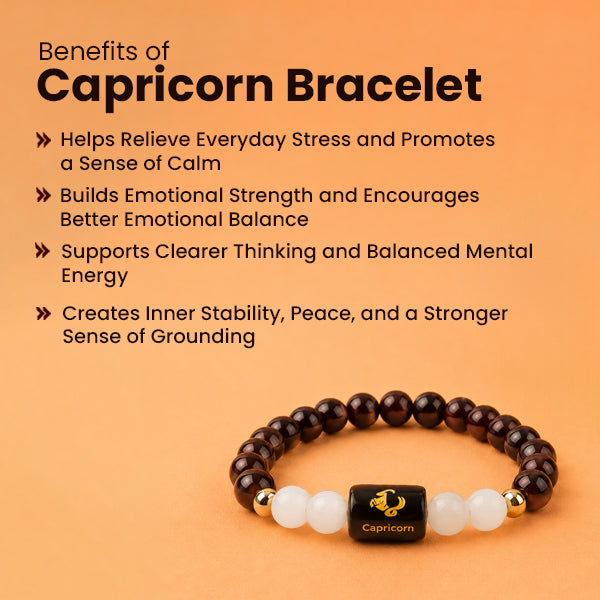 Capricorn (मकर राशि) Zodiac Garnet & Milky Quartz Bracelet