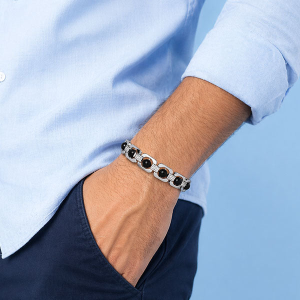 Metal Karungali Bracelet – Silver