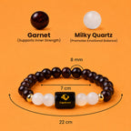 Capricorn (मकर राशि) Zodiac Garnet & Milky Quartz Bracelet